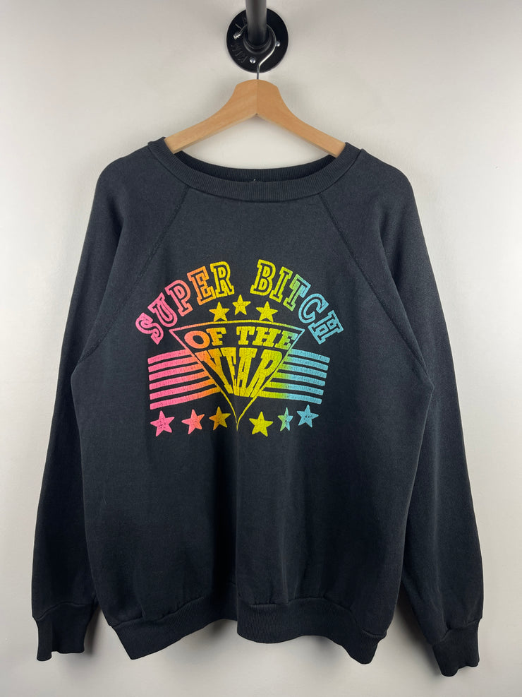 Vintage 80s Super B*tch Of The Year Black Crewneck