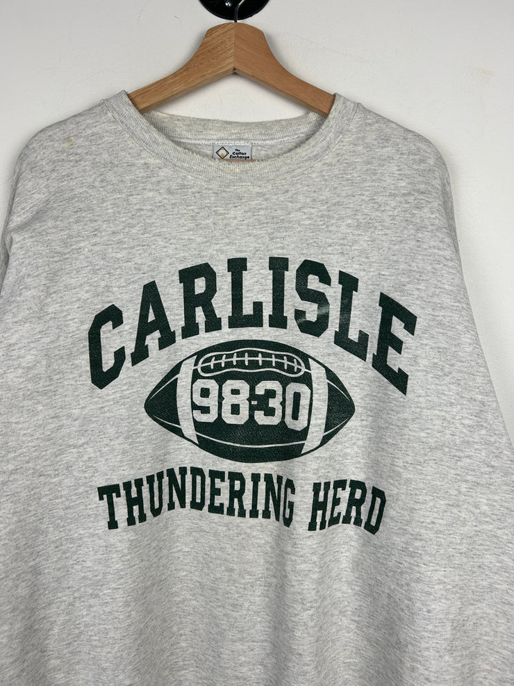 Vintage 90s Carlisle Thundering Herd Football Grey Crewneck