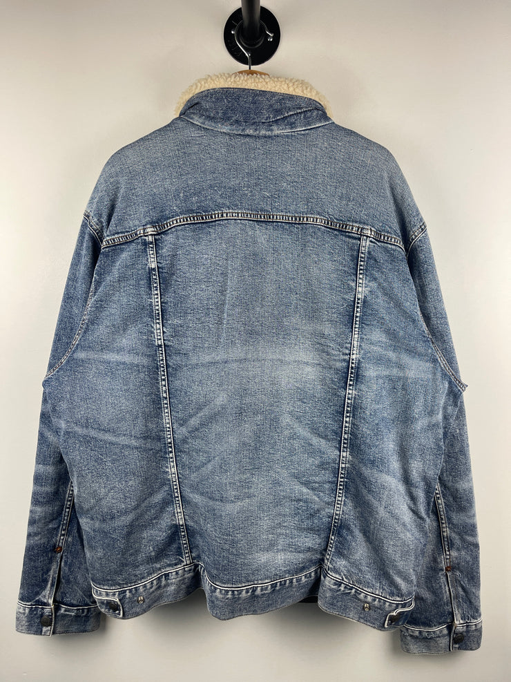 Vintage 90s American Eagle Sherpa Lined Blue Denim Jacket