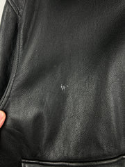 Vintage 90s St Johns Bay Black Leather Flight Bomber Jacket