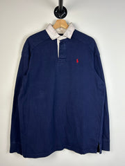 Vintage 90's Polo Ralph Lauren Navy Polo Rugby Long Sleeve