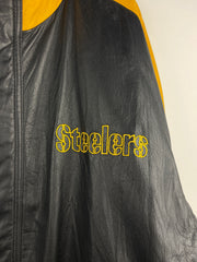 Vintage 90s NFL Starter Pittsburgh Steelers Black Leather Jacket