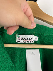 Vintage 80s Izod Lacoste Golf Wool Green Cardigan Sweater