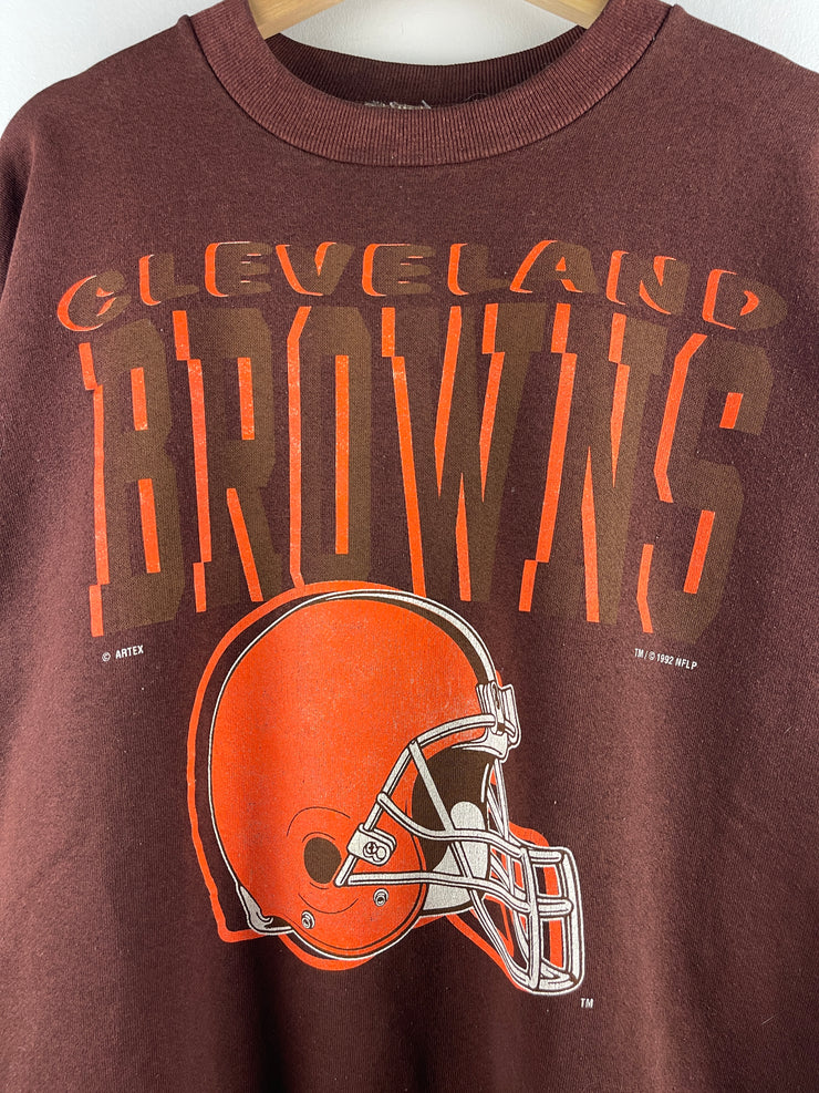Vintage 90s NFL Cleveland Browns Spellout Brown Crewneck