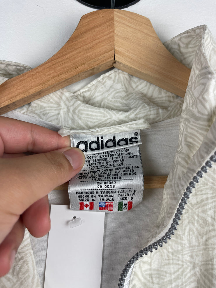 Vintage 90s Adidas Trefoil 3 Stripe White Windbreaker