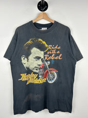 Vintage 90s Harley Davidson James Dean Ride With A Rebel Black Tee
