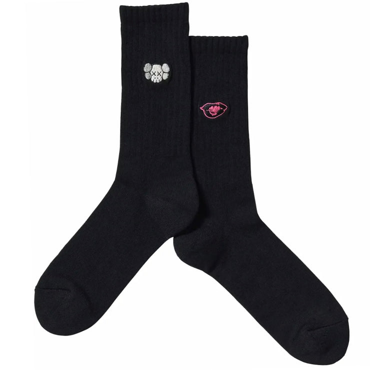 Kaws x Warhol Companion Lips Black Socks