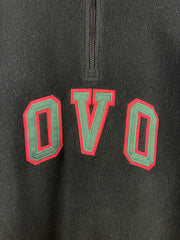OVO Embroidered Black Quarter Zip Fleece Sweater