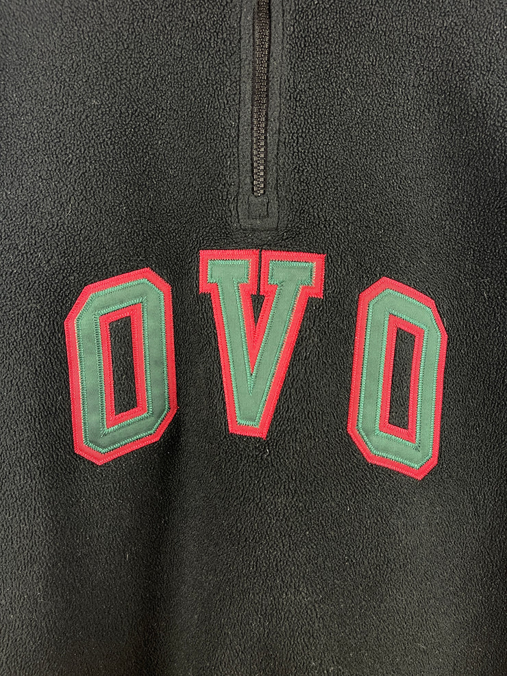 OVO Embroidered Black Quarter Zip Fleece Sweater