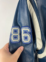 Vintage 80s St. Lawrence College Kingston Ontario Blue Leather Varsity Jacket