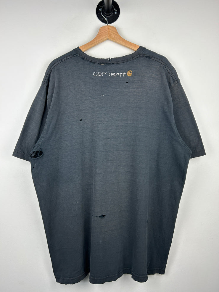 Vintage Carhartt Spellout Thrashed Black Tee