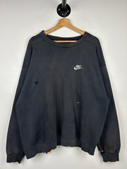 Vintage 90s Nike Spellout Swoosh Thrashed Black Crewneck