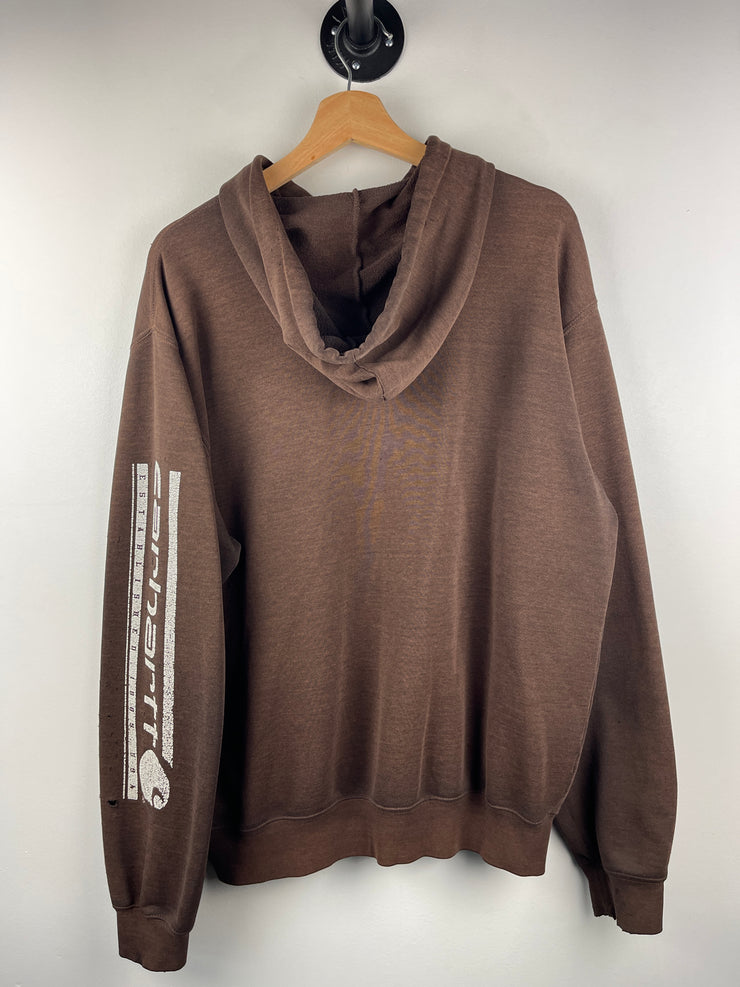Vintage Carhartt Spellout Thrashed Brown Hoodie