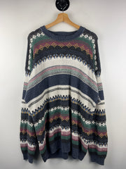 Vintage 90s Etchings Pattern Multi Colour Knit Sweater