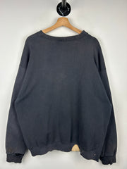 Vintage 90s Nike Spellout Swoosh Thrashed Black Crewneck