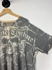 Vintage Y2K Extreme Couture Skull All Over Print Grey Tee