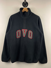 OVO Embroidered Black Quarter Zip Fleece Sweater