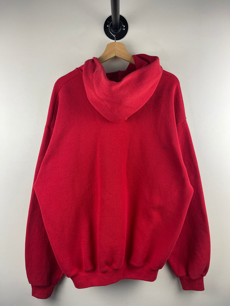 Vintage 90s Red Blank Zip Up Hoodie