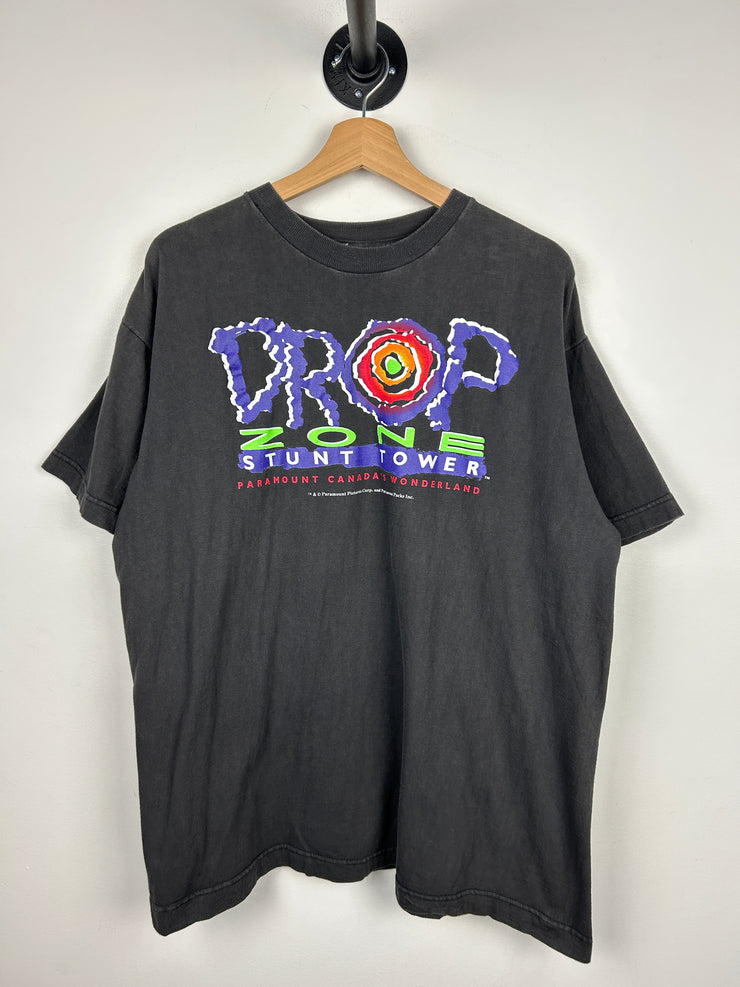 Vintage 90s Canada’s Wonderland Drop Zone Black Tee