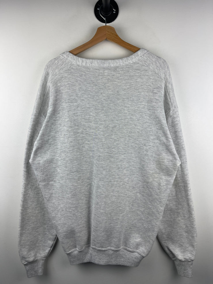 Vintage 90s Jerzees Blank Grey Cardigan Sweater