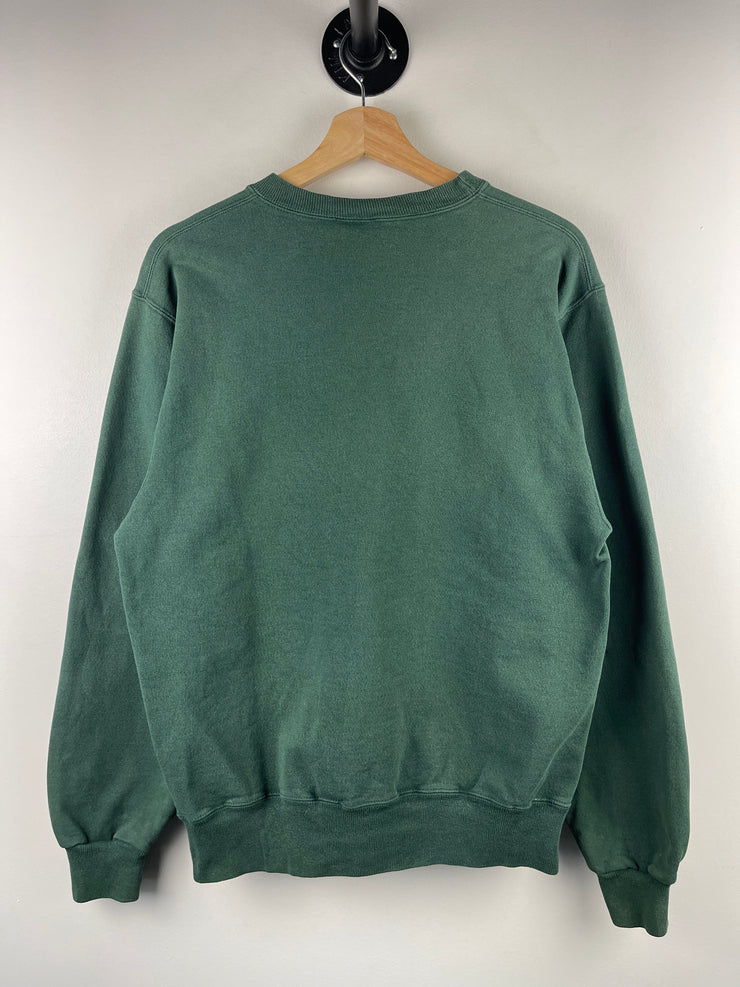Vintage 90s Champion Embroidered Spellout Forest Green Crewneck
