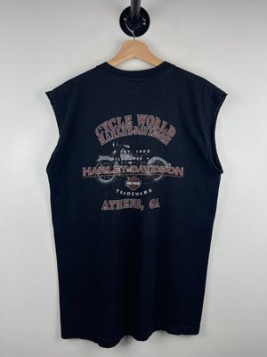 Vintage Harley Davidson Skull Athens Georgia Black Cut Off Tank Top