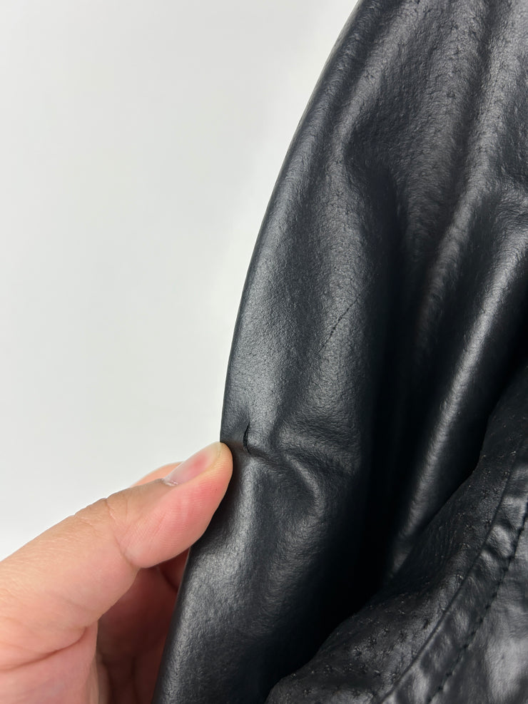 Vintage 90s Amati Black Leather Bomber Jacket