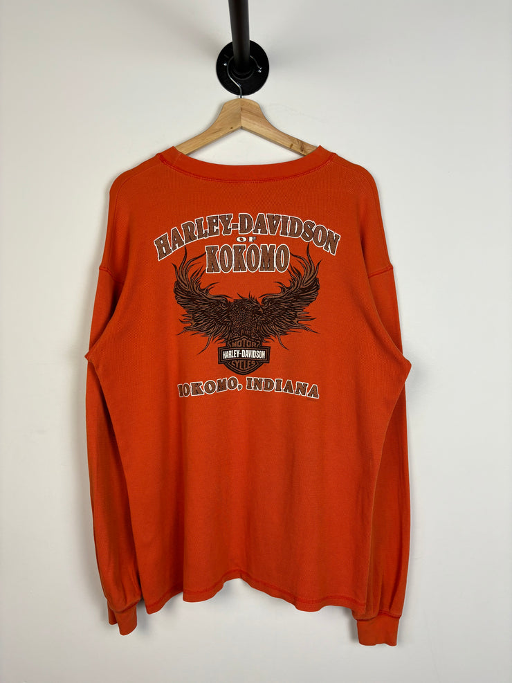 Vintage Harley Davidson Indiana Orange Thermal Long Sleeve