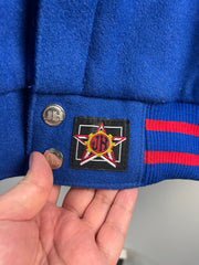 Vintage 90s MLB Jeff Hamilton Chicago Cubs Blue Wool & Leather Varsity Jacket