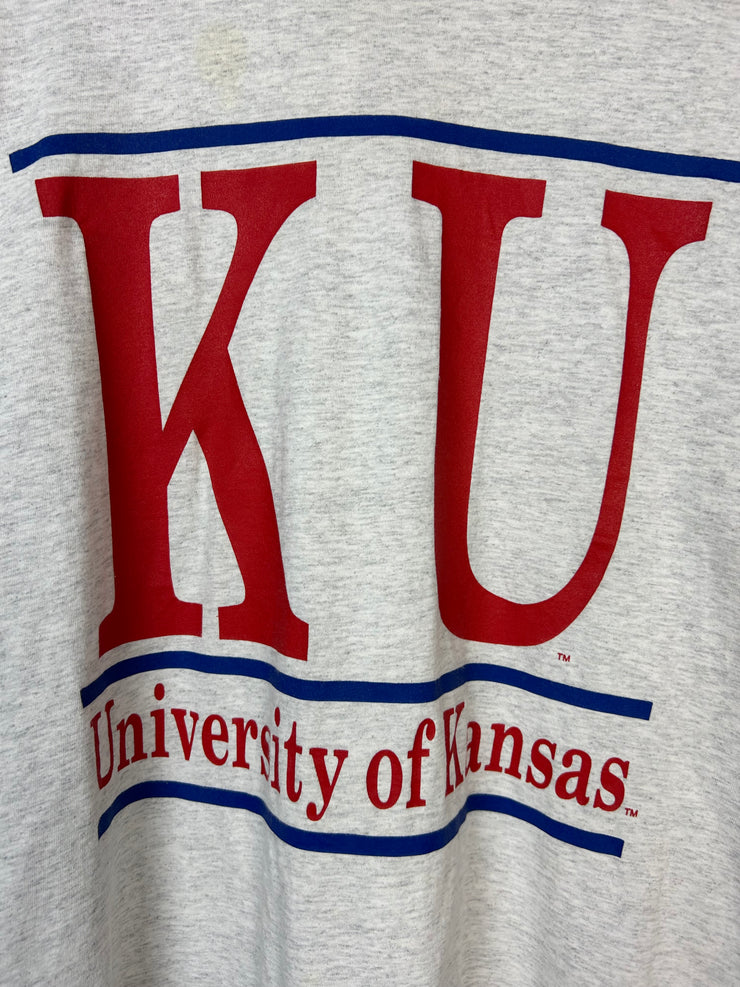 Vintage 90s The Game University Of Kansas Grey Tee