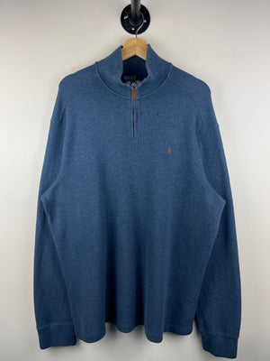 Vintage 90s Polo Ralph Lauren Navy Quarter Zip Sweater