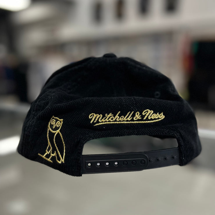 OVO x Toronto Raptors Mitchell & Ness Black Corduroy Hat