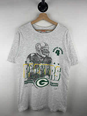 Vintage 90s NFL Nutmeg Green Bay Packers Brett Farve Grey Tee