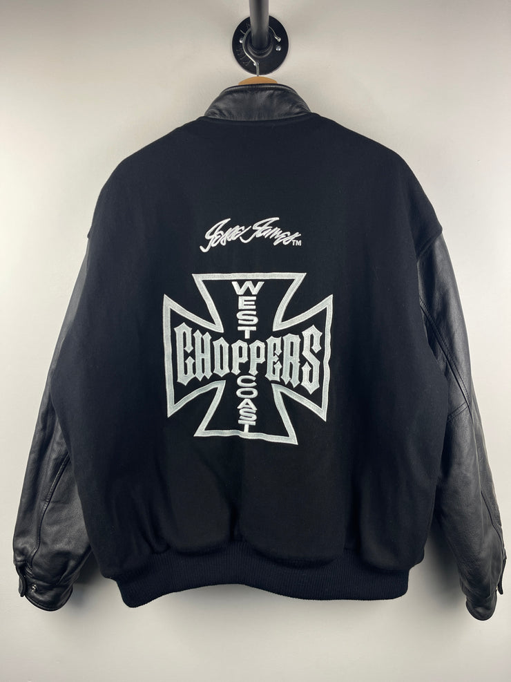 Vintage West Coast Choppers Jesse James Wool & Leather Black Varsity Jacket