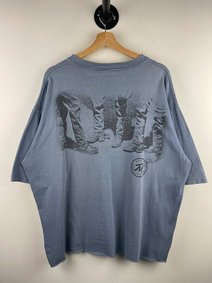 Vintage 90s Marlboro Country Store Cowboy Boots Faded Blue Tee