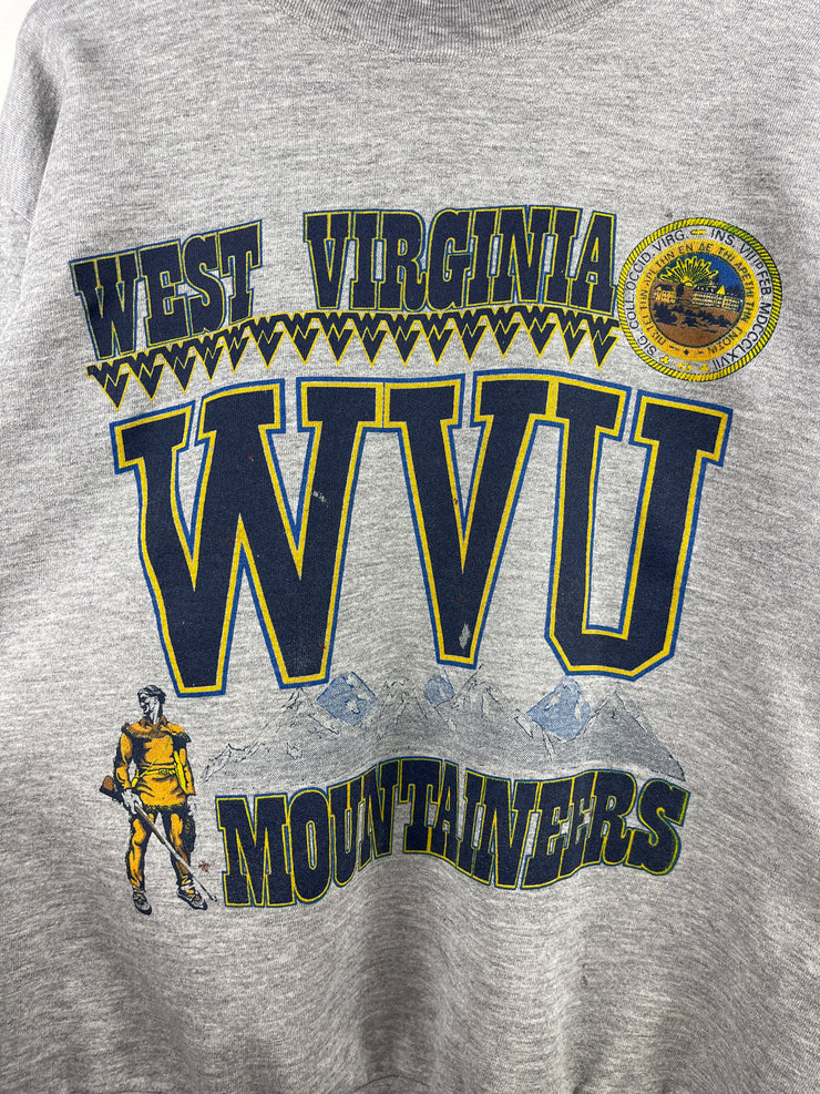 Vintage 90s West Virginia Mountaineers Grey Crewneck