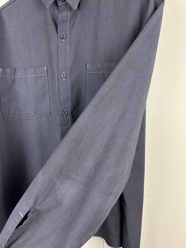 Vintage Inmate Dept Of Corrections Prison Uniform Cropped Button Up Long Sleeve Shirt