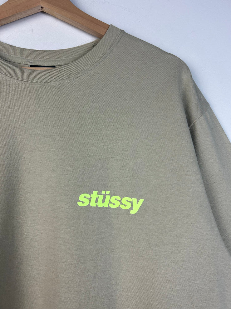 Stussy Spellout Beige & Neon Tee