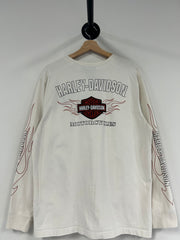 Vintage Harley Davidson Flames White Long Sleeve