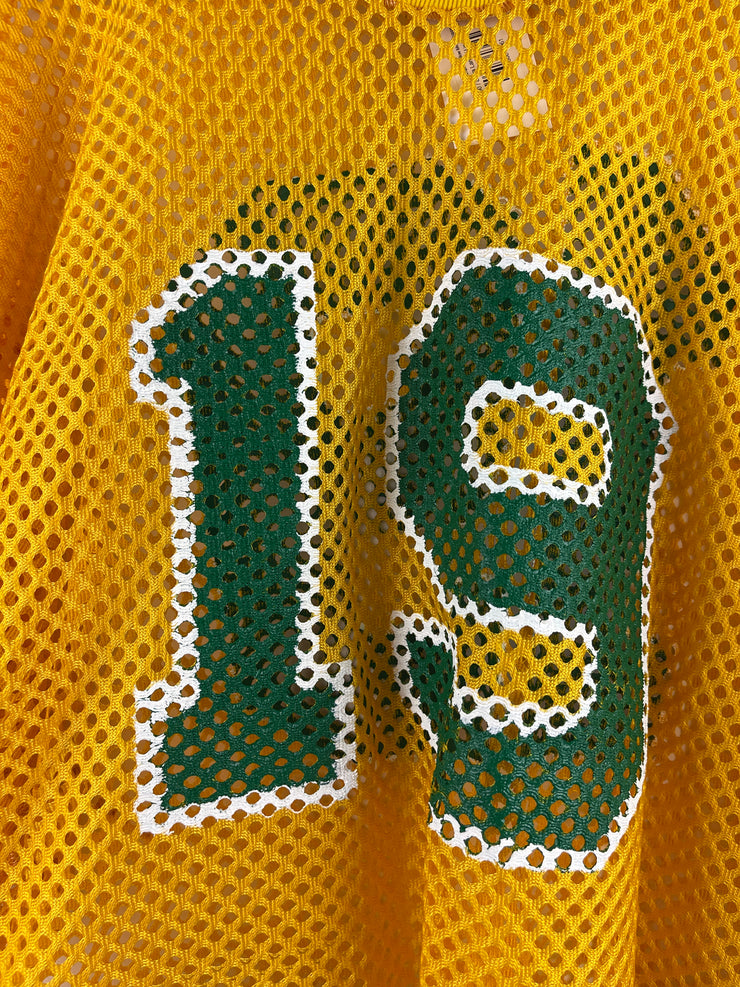 Vintage 80s Champion Yellow Mesh Cropped Football Jersey