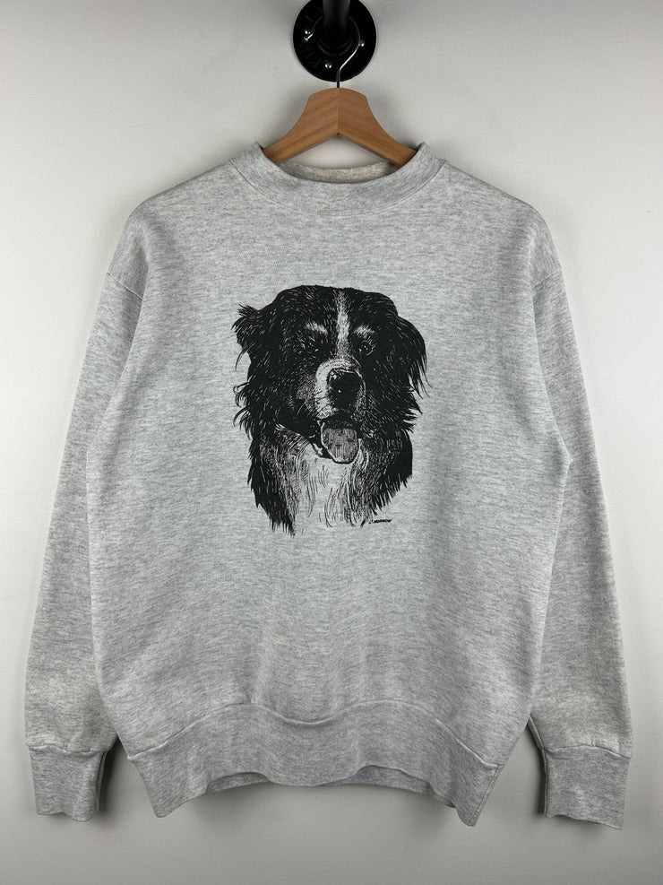 Vintage 90s Dog Art Grey Crewneck
