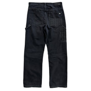 Amiri Straight Leg Panned Debossed Double Knee Black Denim Jeans