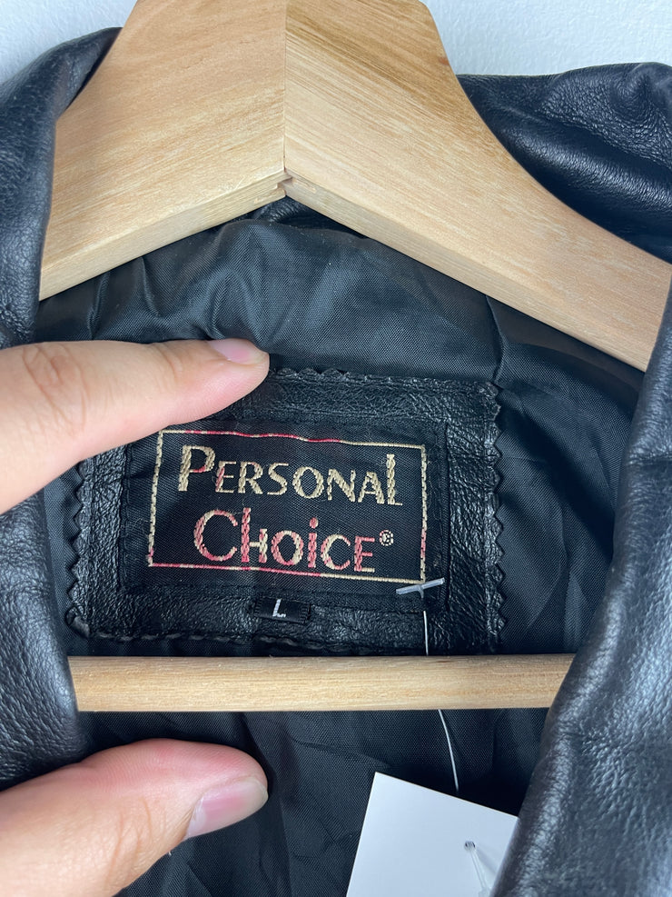 Vintage 90s Personal Choice Black Leather Bomber Jacket