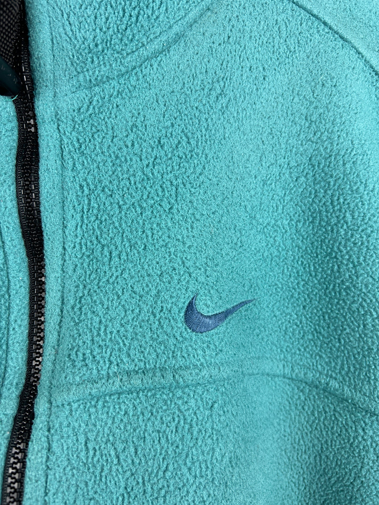 Vintage 90s Nike ACG Teal Fleece Zip Up Vest