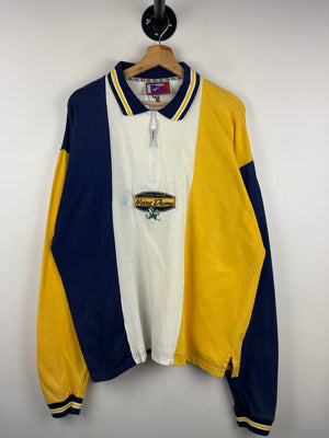 Vintage 90s Pro Player Notre Dame Fighting Irish Striped Quarter Zip Polo Rugby Long Sleeve