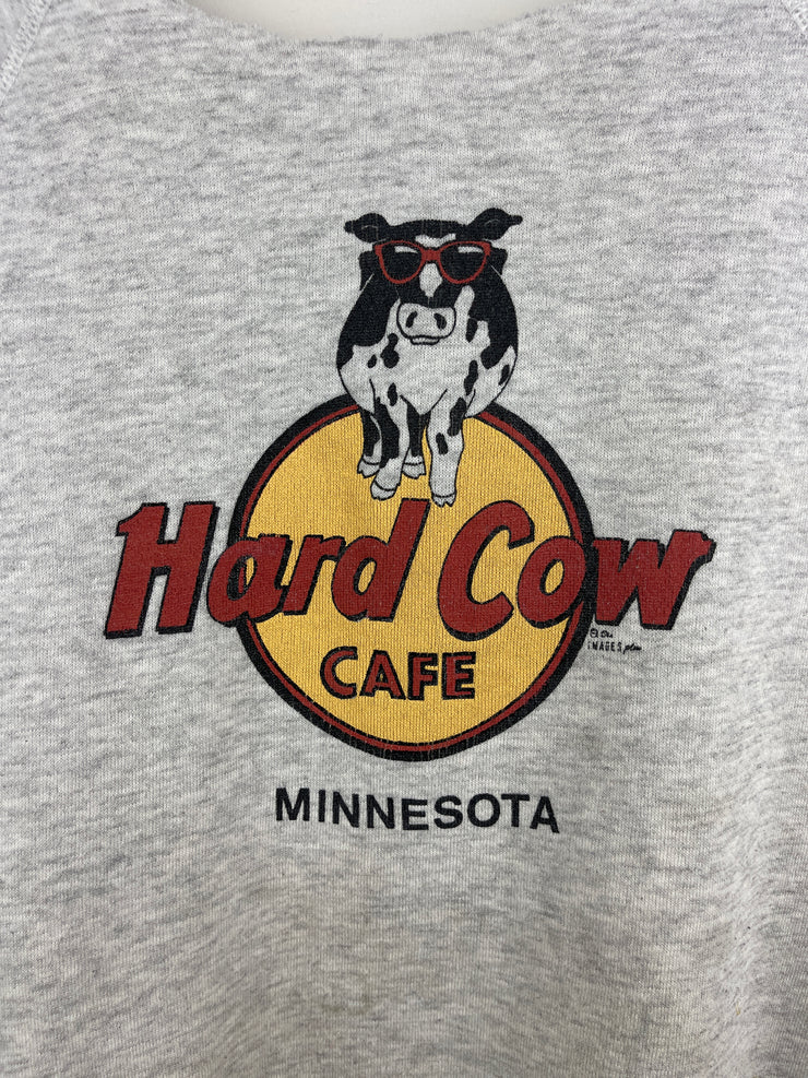 Vintage 90s Hard Cow Café Minnesota Cut Off Grey Crewneck