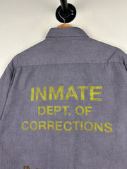 Vintage Inmate Dept Of Corrections Prison Uniform Cropped Button Up Short Sleeve Shirt