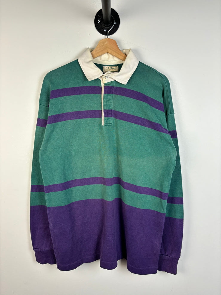 Vintage 90s L.L. Bean Green & Purple Polo Rugby Long Sleeve