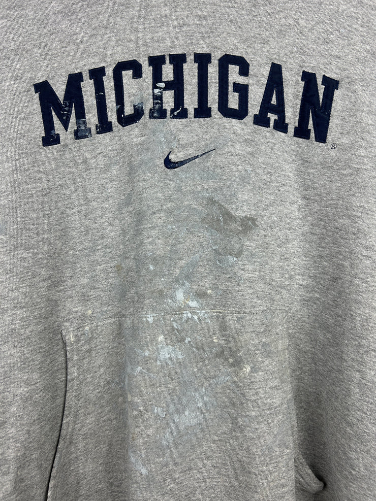 Vintage Nike Michigan Embroidered Thrashed Grey Hoodie
