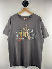 Vintage  Harley Davidson Pin Up Girl Altoona Grey Tee